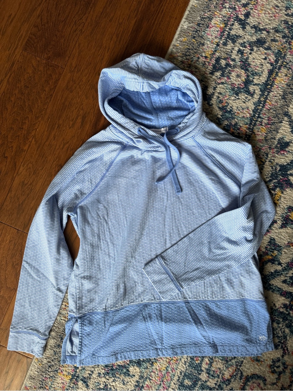 Southern Tide Women’s Hooded Pullover Size Large Blue Striped Performance Top